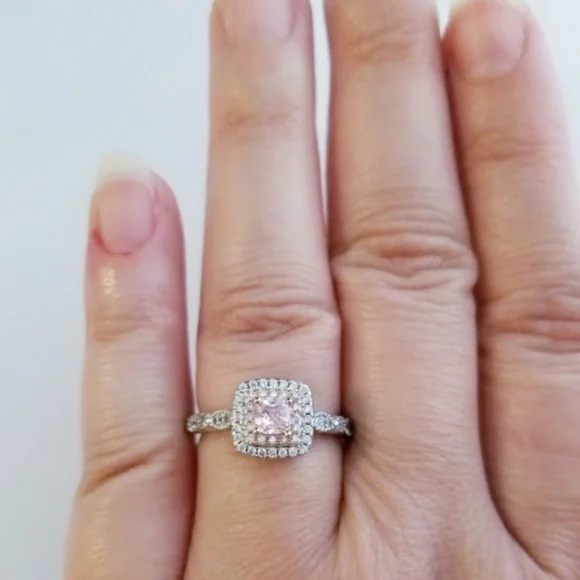 Sterling Pink Princess Cut Solitaire - Picture 8 of 9